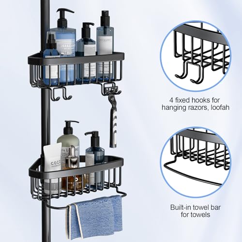 Adjustable Tension Pole Corner Shower Caddy 4-Tier Rustproof Organizer
