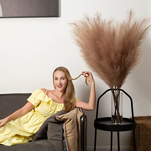 43-Inch Faux Pampas Grass Decor, 6 Stems Tall Artificial Boho Flower Branches