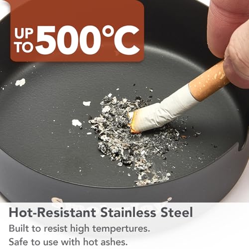 Stainless Steel Outdoor Ashtray with Lid - 2 Pack Windproof Ash Tray