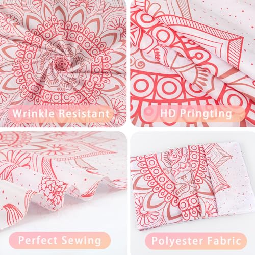 Pink Boho Mandala Wall Tapestry - Aesthetic Floral Decor for Bedroom & Dorm