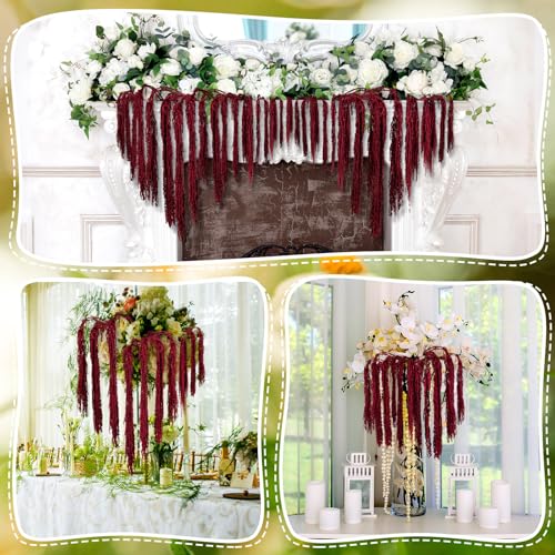 Red Natural Dried Amaranthus Hanging Flowers, 12 Pcs 23-Inch Preserved Stems