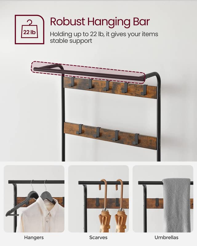 4-in-1 Hall Tree with Shoe Bench, Coat Rack and Storage Shelves