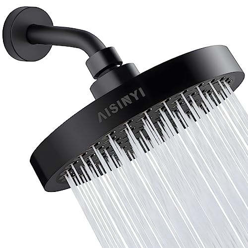 6-Inch High Pressure Rainfall Shower Head, Matte Black Adjustable Fixed