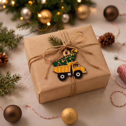 36Pcs Wooden Christmas Truck Ornaments Set for Holiday Decor & Gifts