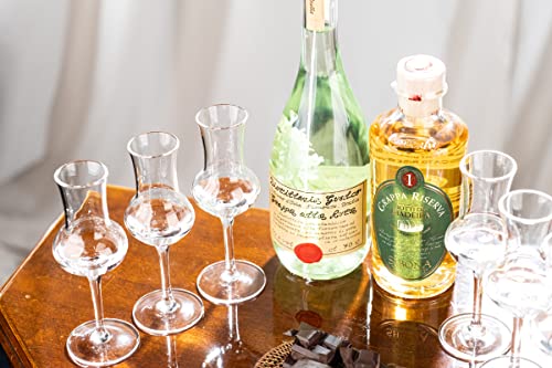 Crystal Grappa and Cordial Glasses | Set of 6 Small 3 oz Long Stemmed