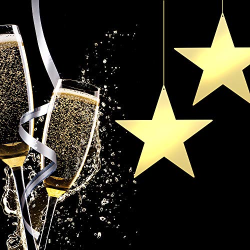24 Pcs 11-Inch Large Gold Star Cutouts - Double-Sided Cardstock Paper Stars