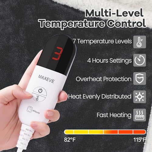 Heated Wearable Blanket with Foot Pocket & Sleeves - Electric Throw