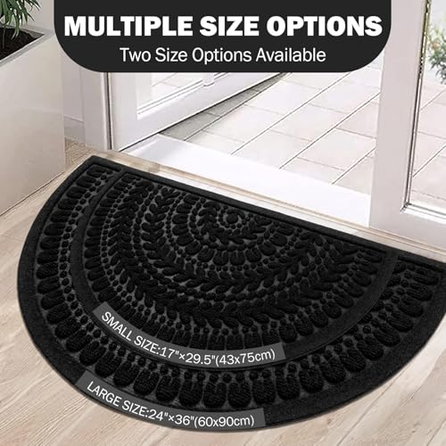Half Circle Door Mat 17x30 Non-Slip Indoor Outdoor Welcome Entrance Rug
