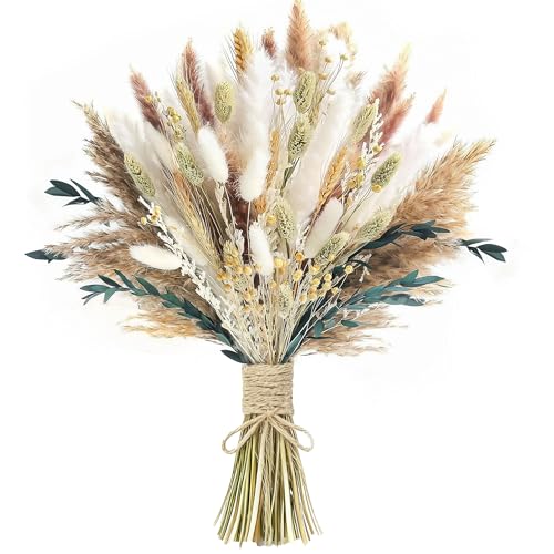 126pcs Dried Pampas Grass Bouquet - Fluffy Boho Floral Decor for Home