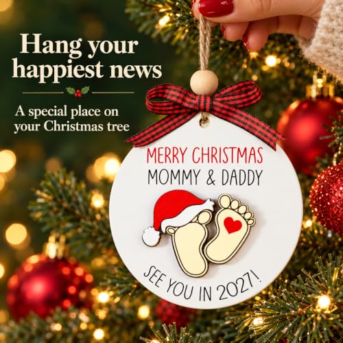 Katinat CL Foot 2026 Pregnancy Ornament – Expecting Mommy & Daddy Christmas Keepsake