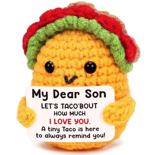 Mini Crochet Taco Gift for Son - Handmade Positive Encouragement Keepsake