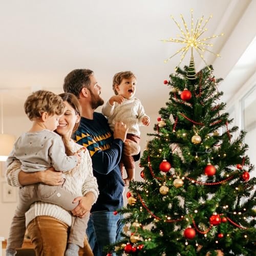 15-Inch Gold Starburst Christmas Tree Topper with 150 LEDs & Remote