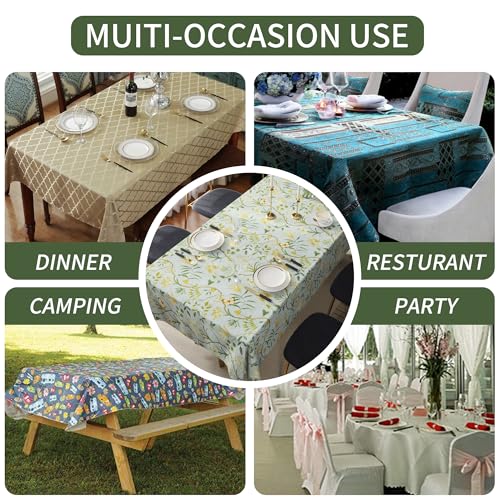 Waterproof Vinyl Rectangle Tablecloth 52x70 - Leaf Pattern Wipe Clean