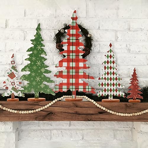 FestalMart 5-Size Wooden Christmas Tree Signs Indoor Decor