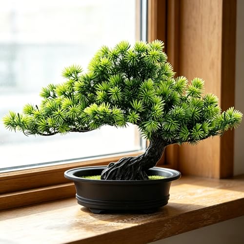 Faux Bonsai Tree with Pot - 9.5-Inch Indoor Decor