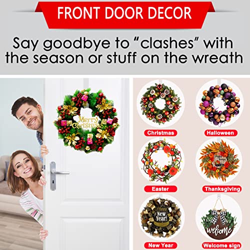 Clear Over the Door Wreath Hangers - 15 Inch Non-Scratch Hooks (2 Pack)