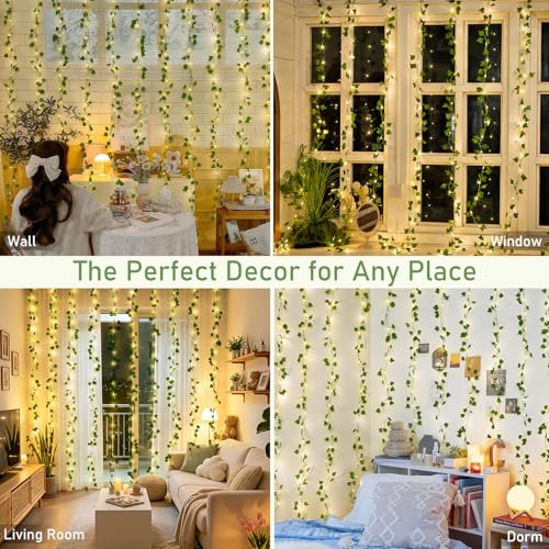 Artificial Ivy Vine Curtain Lights - 200 LED 6.5x6.5ft USB Fairy Lights