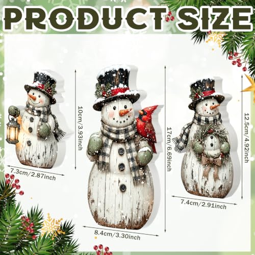 Barydat Rustic Snowman Christmas Decorations (Set of 3) – 6.69, 6.26 & 5.71 in Indoor Wood Decor