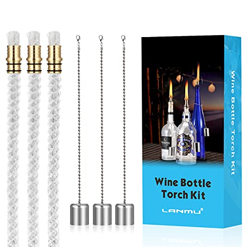 Wine Bottle Torch Wicks Kit - 3 Pack DIY Outdoor Lighting