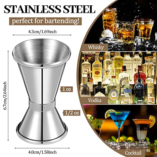 Amyhill 18 Pcs Double 1/2 & 1 oz Stainless Steel Cocktail Jiggers for Bartenders