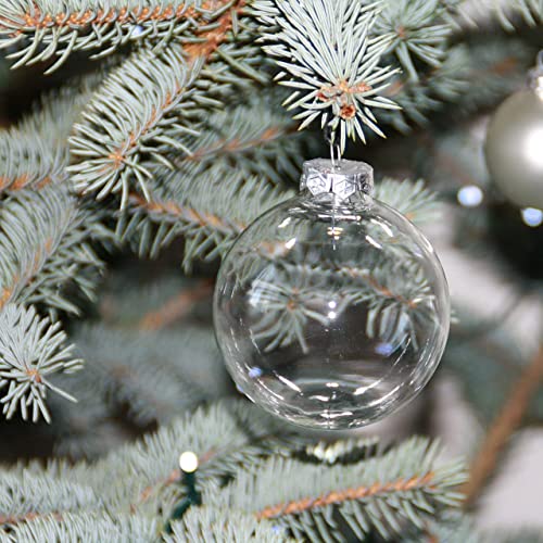 12-Pack 3.15 Inch Clear Glass Christmas Ornaments Fillable DIY Holiday Decorations