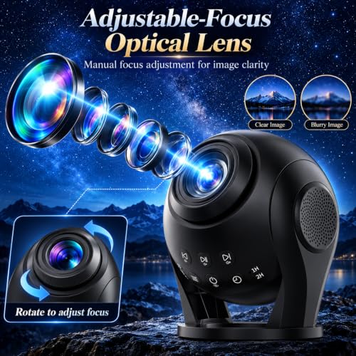 3D Galaxy Projector with 100 Dynamic Video Scenes - Black