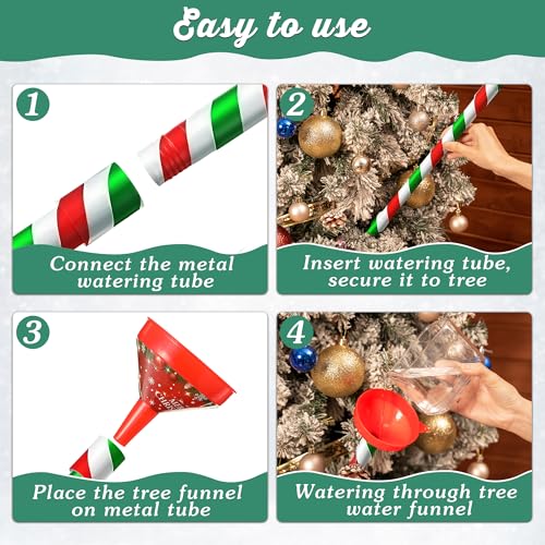 Dreyoo Christmas Tree Watering Funnel & 44-Inch Adjustable Watering Stick - Spill-Free Holiday Tree Care, Red & Green