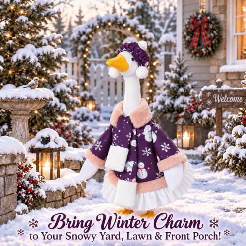 Bigwish Winter Snowmen Porch Goose Outfit for 23" Holiday Decor, Christmas Snowflake Costume