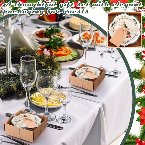SiliFine 12 Pcs Christmas Tree Ceramic Bowls Gift Favors for Guests