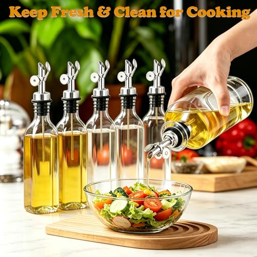 Silver 3 Pack Oil & Liquor Pour Spouts with Adapters, Auto Flip, Leak-Proof