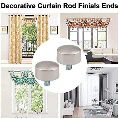 6Pcs Silver Curtain Rod Finials, Decorative Drapery Pole Ends for 3/4 Inch Rods