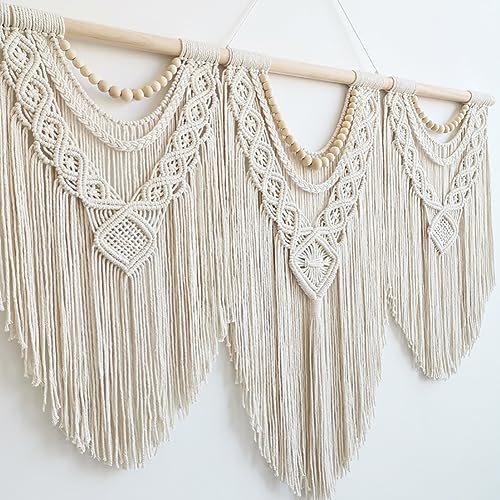 Large Macrame Wall Hanging - Boho Woven Cotton Tapestry Wall Decor