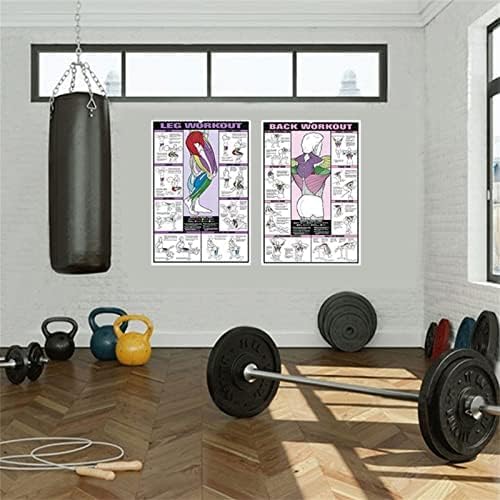 Skiennix Workout Chart Posters - 6PCS Motivational Gym Decor for Home | Fitness Exercise Guides