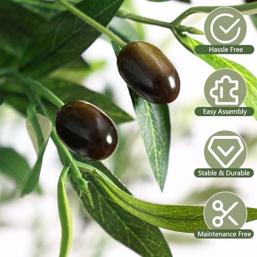 6ft Faux Olive Tree with Realistic Leaves & Fruits - Indoor Decoration