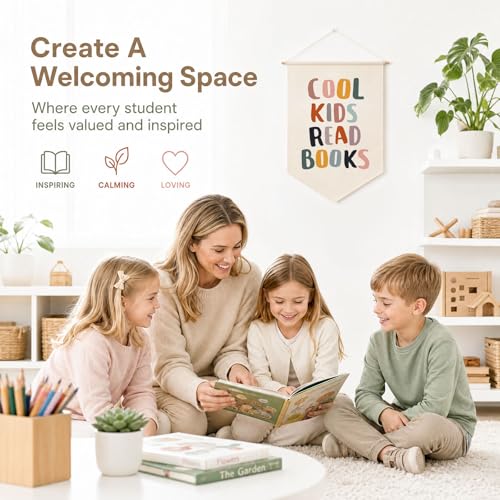Kids Reading Nook Wall Banner - Classroom & Library Decor Hanging Sign
