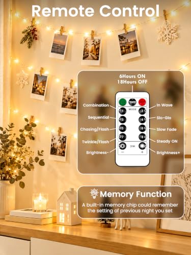 BHCLIGHT 2 Pack 198 ft 600 LED Warm White Fairy Lights with Remote, IP44 Waterproof