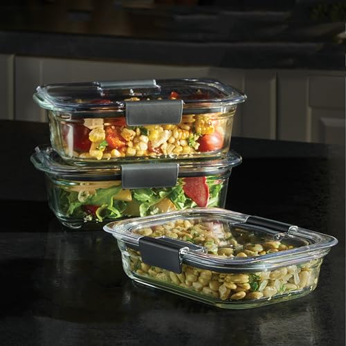 Rubbermaid Brilliance Glass Food Storage Containers Set of 9 Leak-Proof
