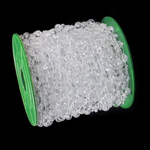Fbshicung 196ft Clear Artificial Pearl Beads Garland for Wedding & Party Decor