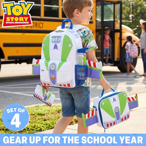 Boys 4-Piece School Backpack Set with Insulated Lunch Bag & Water Bottle