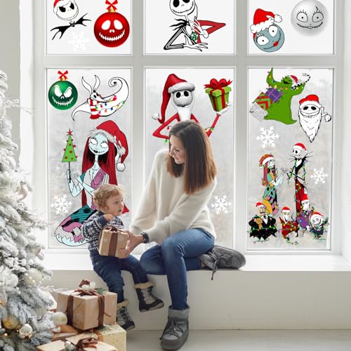 Gumwaqu 9-Pack Christmas Window Clings Holiday Decor for Glass Windows