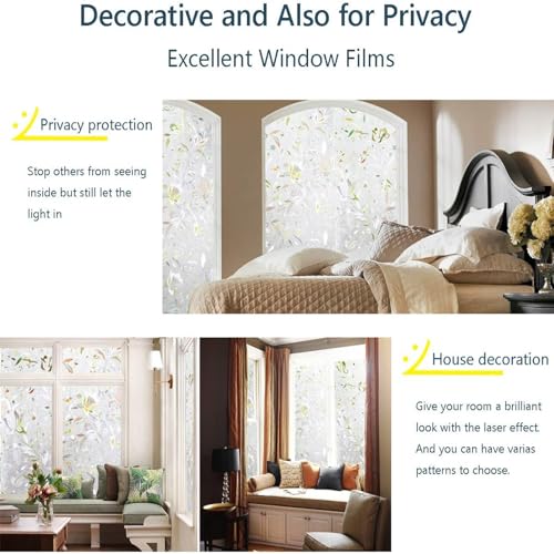 Privacy Window Film - Tulip Stained Glass Design, 17.5" x 78.7"
