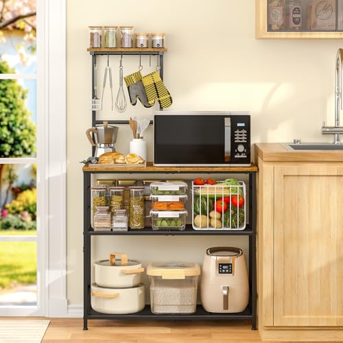 4-Tier Industrial Kitchen Baker’s Rack with Adjustable Storage Shelves