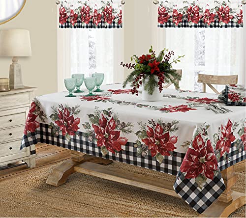 Newbridge Poinsettia Festivity Gingham Placemats Set of 4, Holiday Red