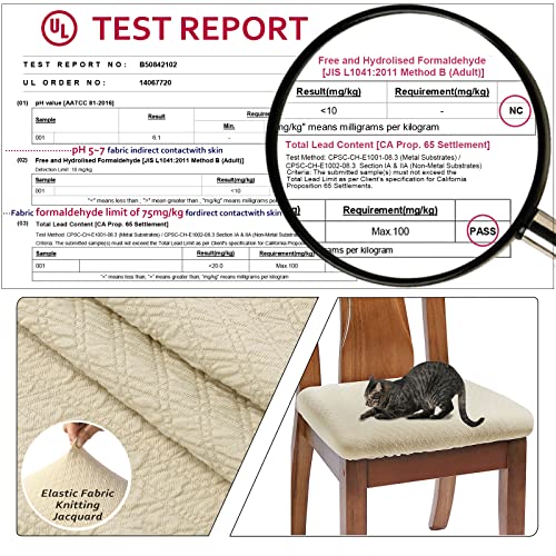 Stretch Washable Dining Chair Seat Covers Set of 6 - Beige