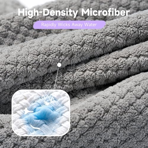 Umisleep 2-Pack Microfiber Hair Towels for Thick, Curly Hair - Grey & White, 400 GSM