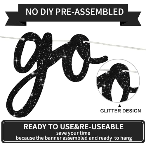 Go Shawty It's Your Birthday Banner - Pre-Strung Black Glitter Party Decor