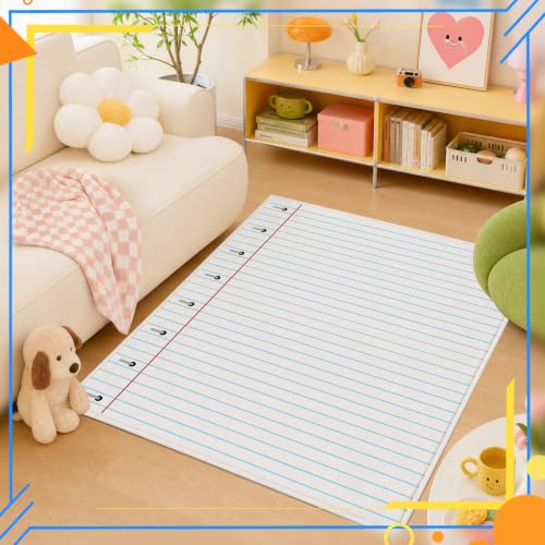 Notebook Lined Kids Area Rug - 3.3 x 4 ft Soft Fluffy Classroom Play Mat