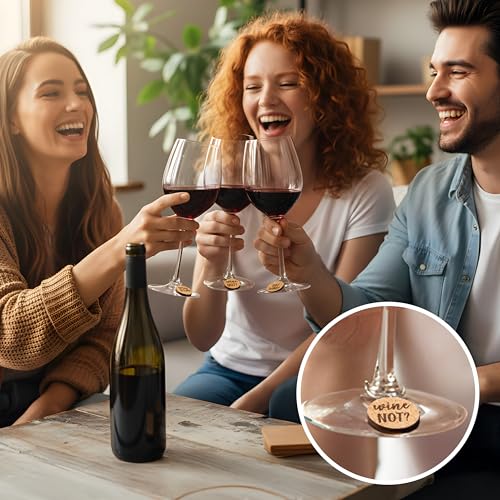 Juvale Wine Glass Charms - 12 Pack Cork & Circle Design for Stemware & Party Decor