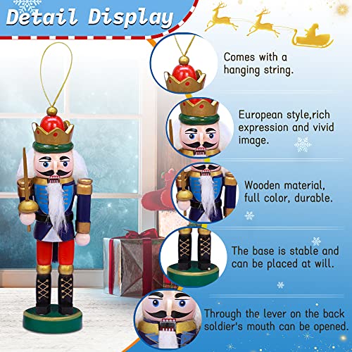 Wooden Christmas Nutcracker Ornaments Set of 6 - 5-Inch Xmas Tree Decor