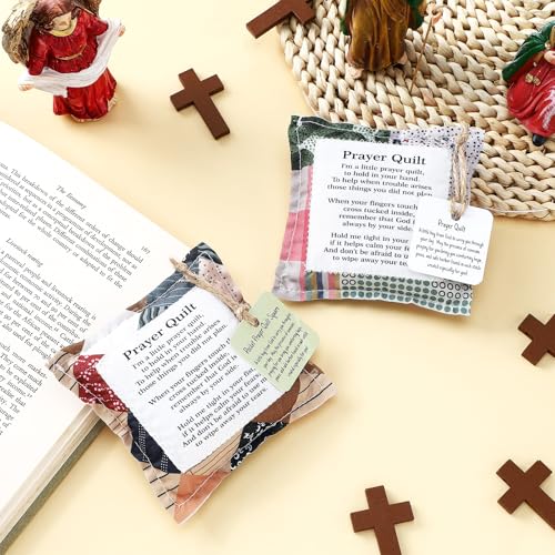 2-Pack Mini Pocket Prayer Quilts with Hidden Cross - Encouragement Gifts